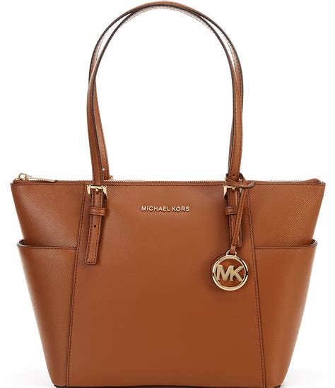 kors michael kors chocolate leather duster|Michael Kors leather tote bag.